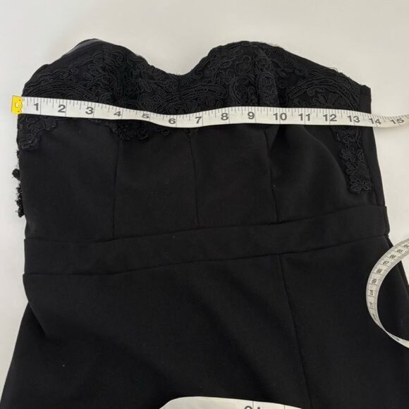 Strapless Gown Medium Lace Slit Flare Old Hollywood Glam Gothic Dark Feminine - Picture 7 of 12